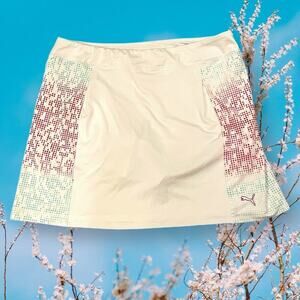 Puma golf or tennis skort white pink teal L/XL